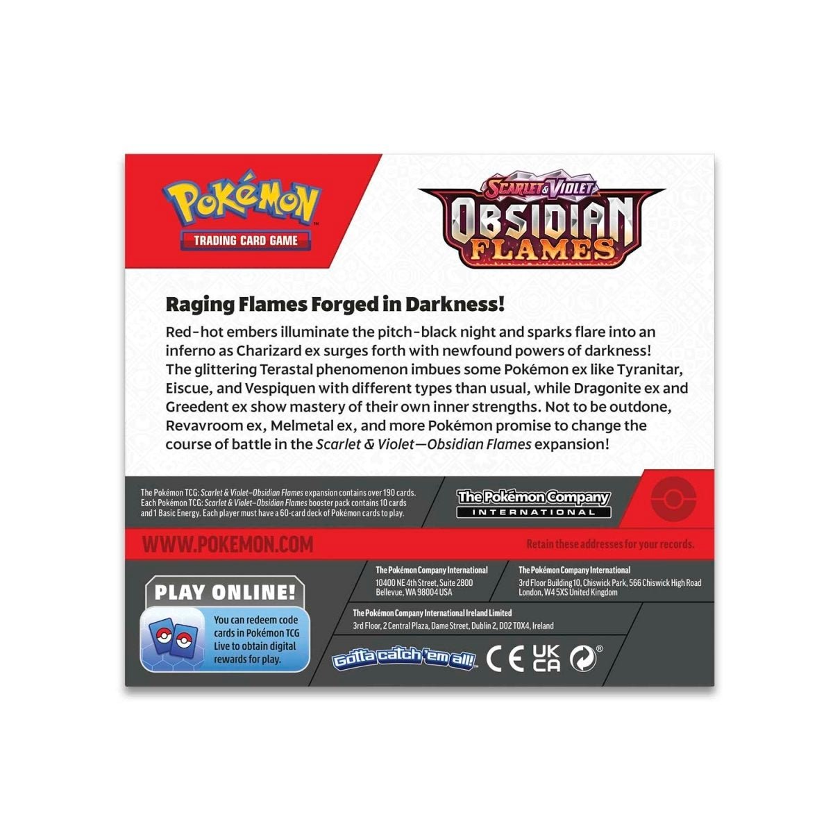 Pokemon TCG Obsidian Flames Booster Box SV03 - Booster Pack Cards