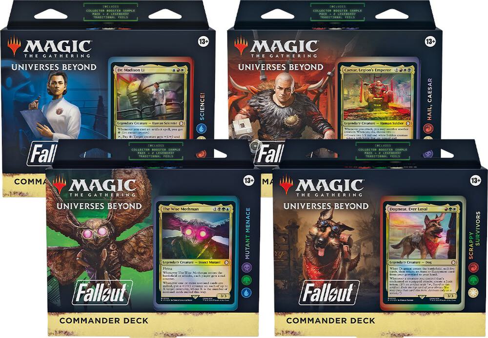 Magic The Gathering Fallout Commander Deck Display all 4 decks factory sealed