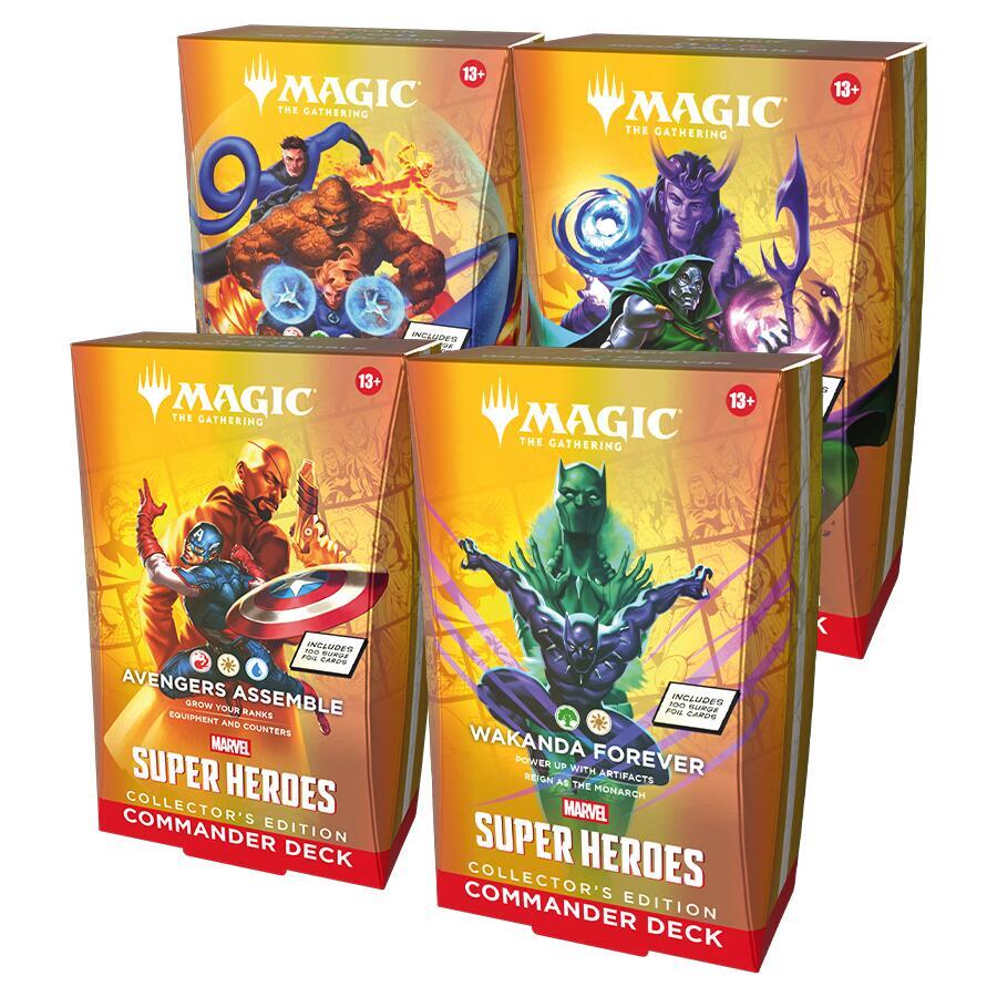 Magic The Gathering Marvel Super Heroes Collector Commander Deck Display all 4 Collector's Edition decks factory sealed