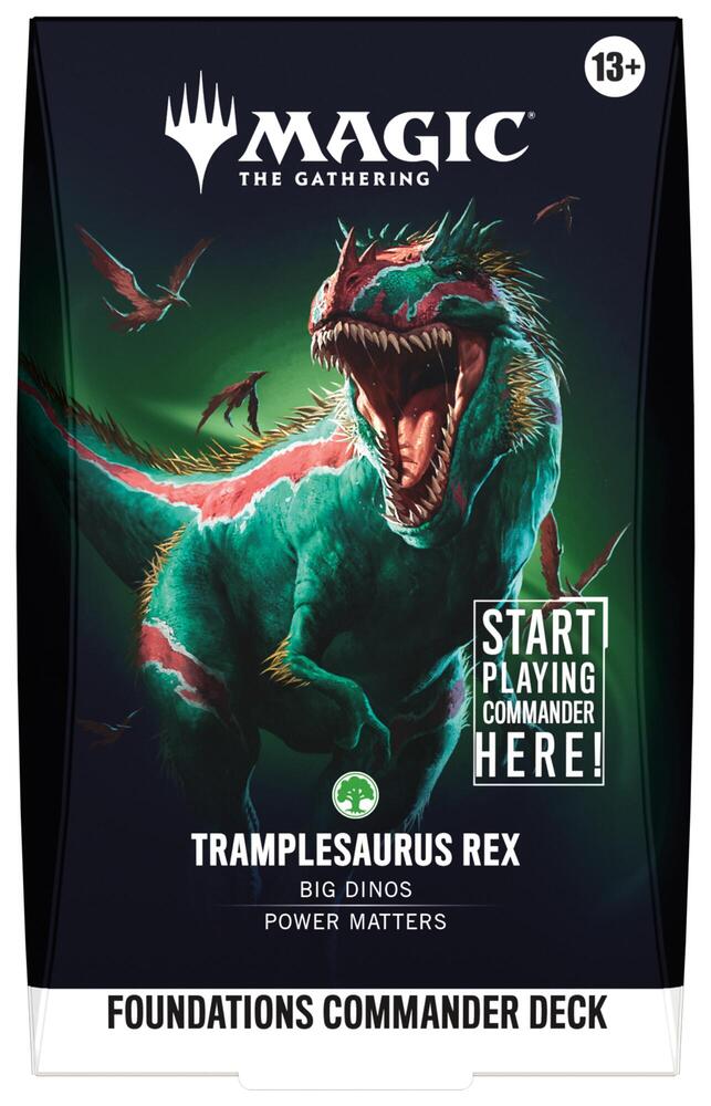 Magic The Gathering Foundations Tramplesaurus Rex Commander Deck, a ready-to-play Ghalta dinosaurs precon