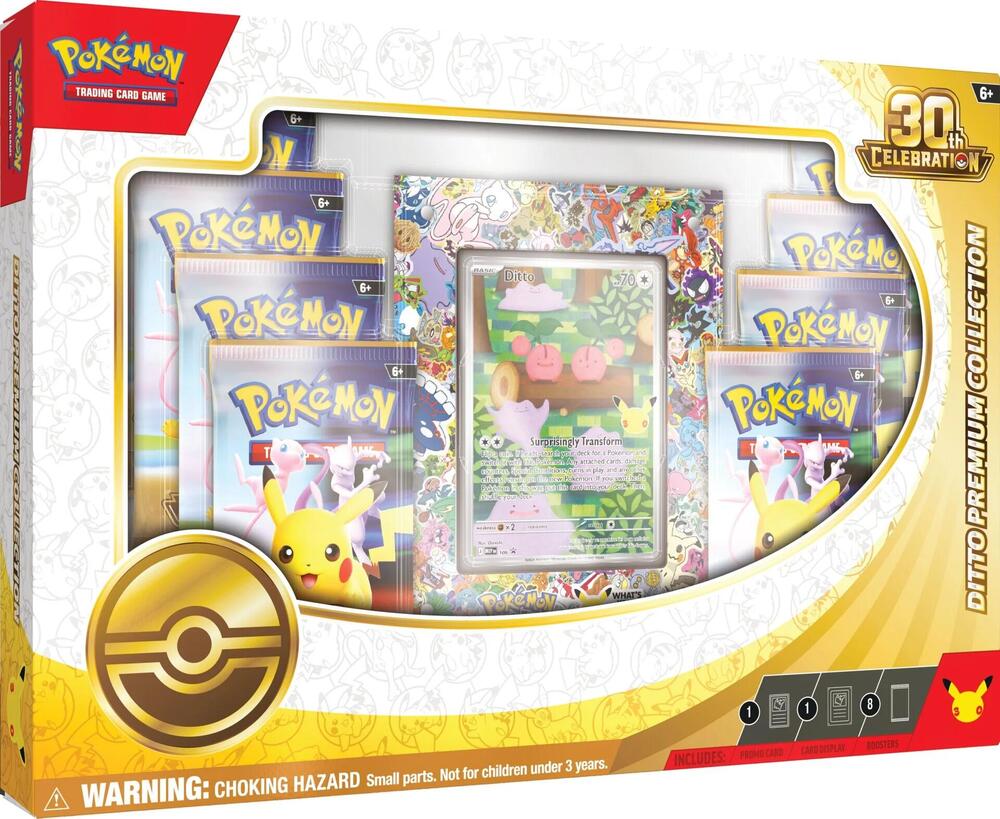 Pokemon TCG 30th Celebration Ditto Premium Collection with Ditto promo cards and sealed 30th Celebration booster packs