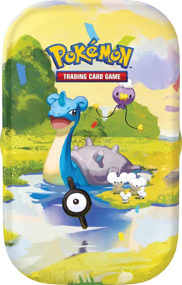 Pokemon TCG 30th Celebration Mini Tin, Lapras design, with 2 sealed booster packs, a sticker sheet and an art card
