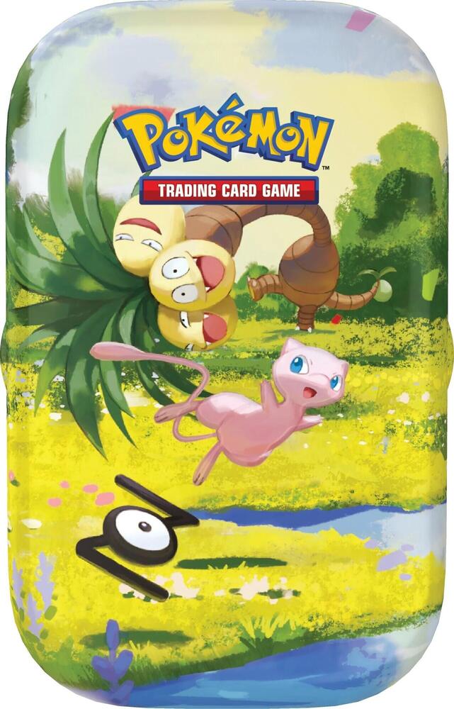 Pokemon TCG 30th Celebration Mini Tin, Mew design, with 2 sealed booster packs, a sticker sheet and an art card