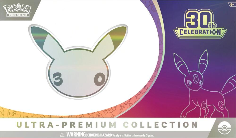 Pokemon TCG 30th Celebration Ultra Premium Collection Night with Umbreon ex cards, a Classic Collection pack and boosters
