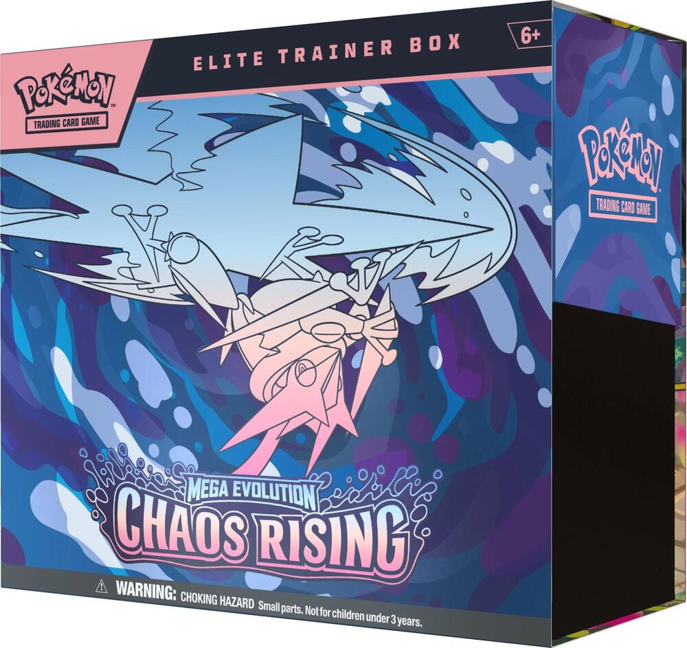 Pokemon TCG Chaos Rising Elite Trainer Box ME04 — 9 booster packs, sleeves, accessories, Mega Evolution series, sealed
