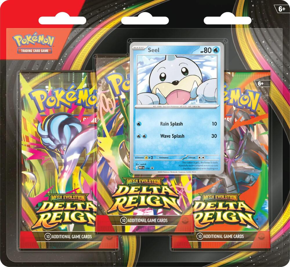 Pokemon TCG Delta Reign 3 Pack Blister ME06 sealed with foil Seel promo card