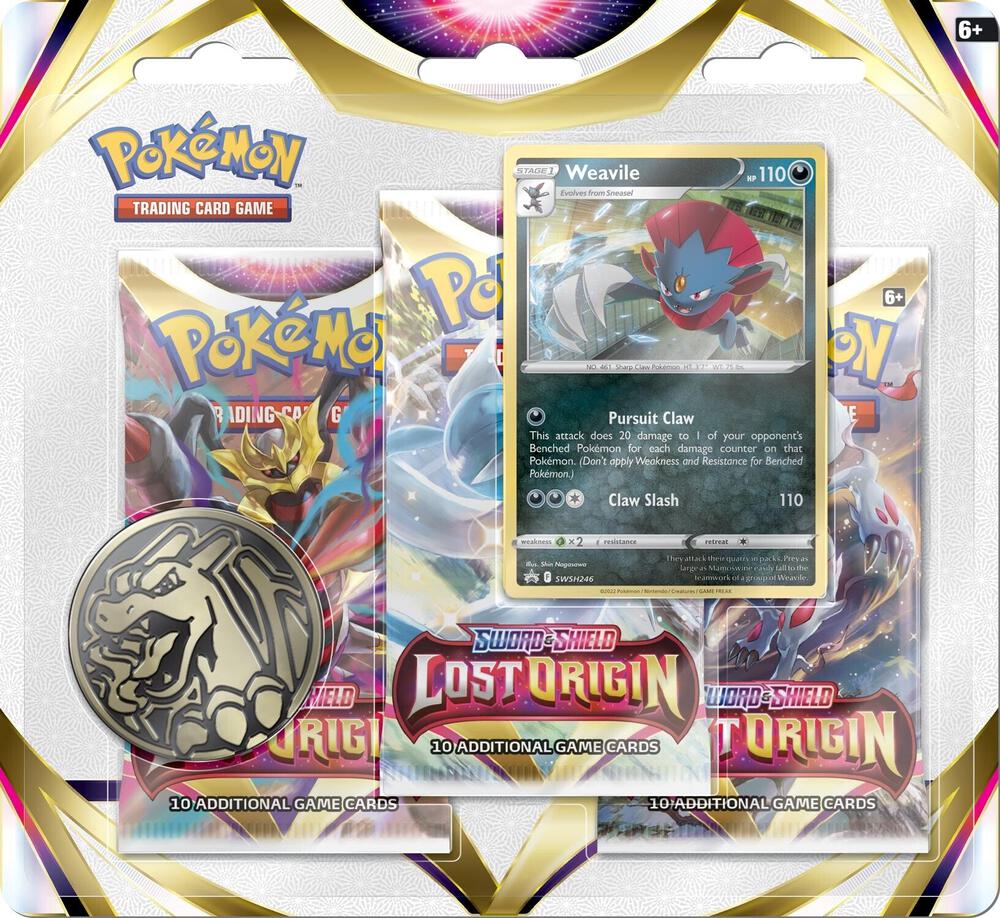 Pokemon TCG Lost Origin Weavile 3 Pack Blister SWSH11