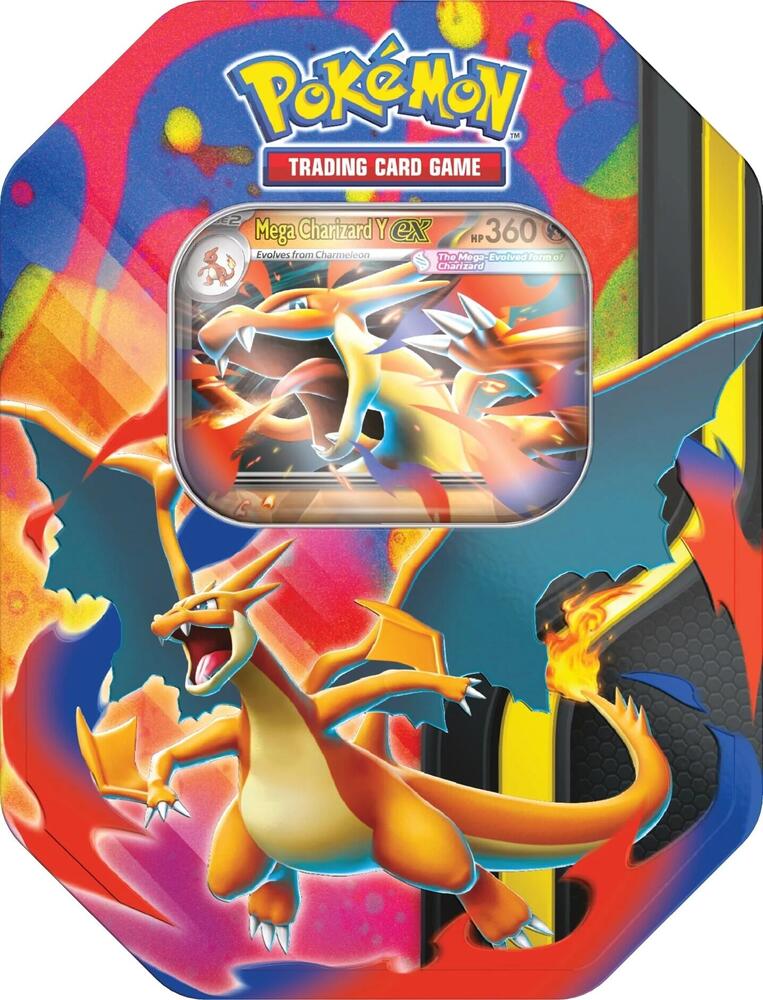 Pokemon TCG Mega Charizard Y Tin — exclusive foil promo card, 4 booster packs, Mega Evolution series, sealed