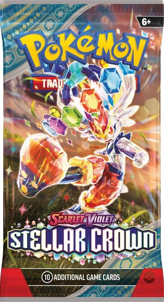 Pokemon TCG Stellar Crown SV07 booster pack sealed with Terapagos artwork