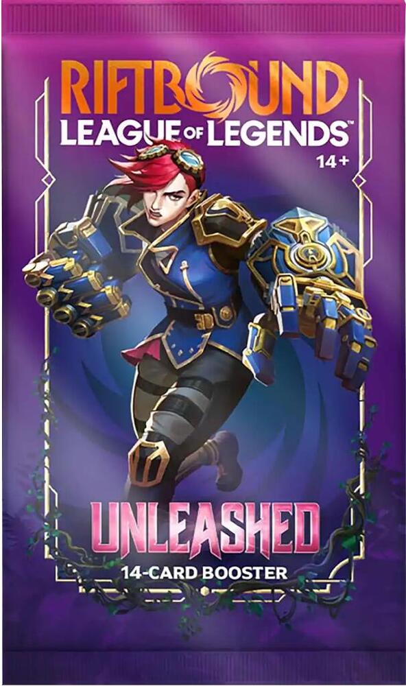 Riftbound Unleashed UNL Booster Pack, 14-card League of Legends TCG pack with 2 foil rares or better plus a token