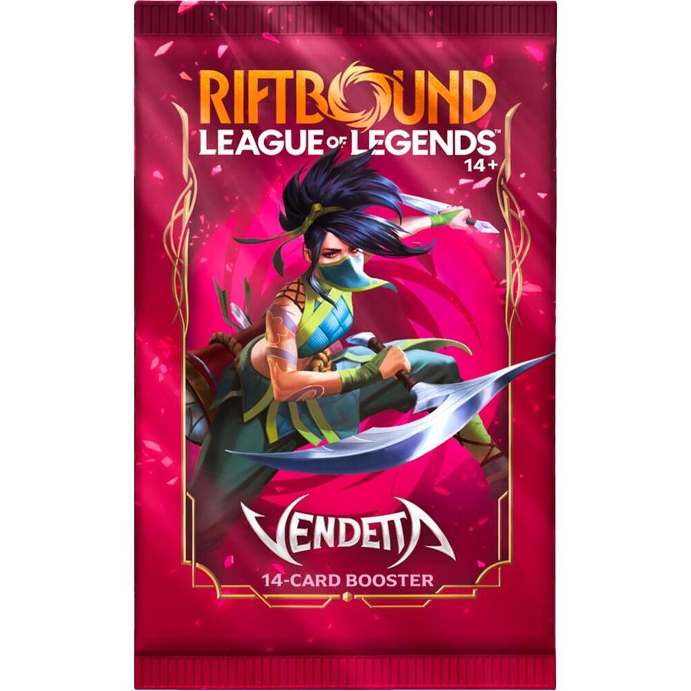 Riftbound Vendetta VEN Booster Pack, 14-card League of Legends TCG pack with 2 foil rares or better plus a token